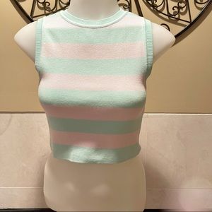 New with Tags Zara Stripe Pastel Knit Crop Top SZ M